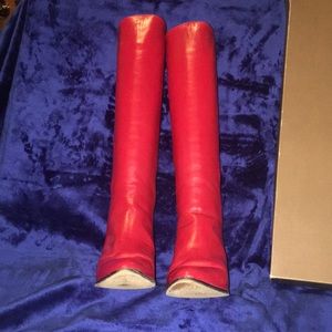 Women’s Size 8AA Red Ostrich Boots Hana Mackler